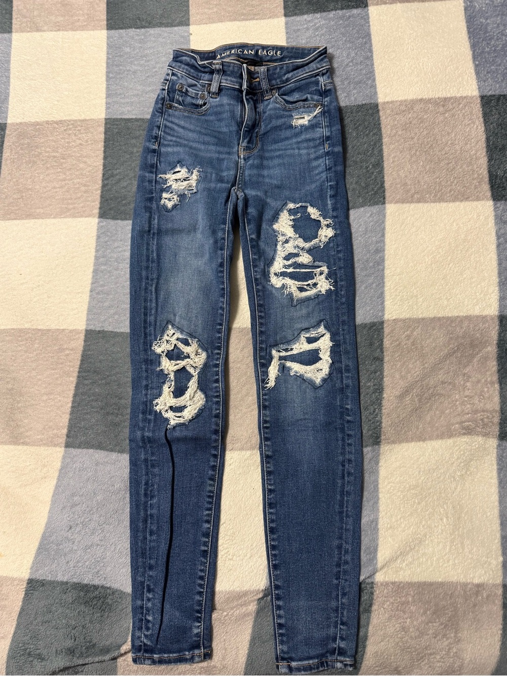American Eagle Outfitters Skinny Distressed Jeans - Blue